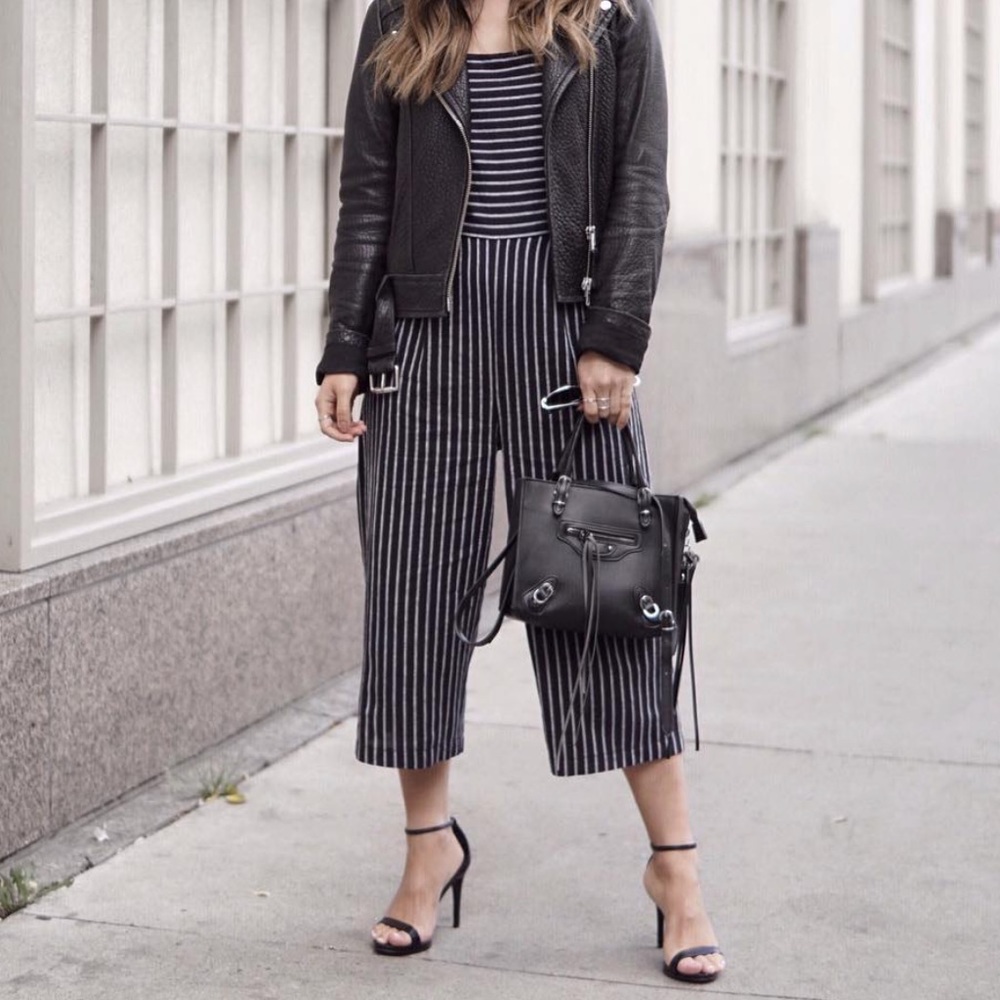 Madison & Berkeley Striped Cutout Jumpsuit